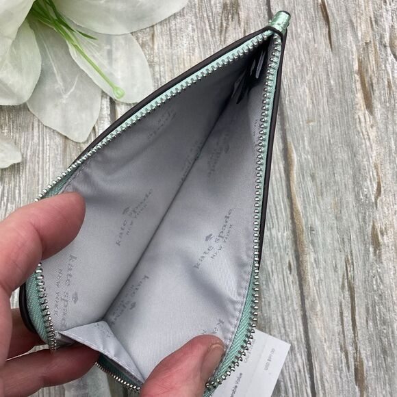 Kate Spade Lucy Metallic Small L-zip Wristlet Bag Wallet Purse - Picture 5 of 9